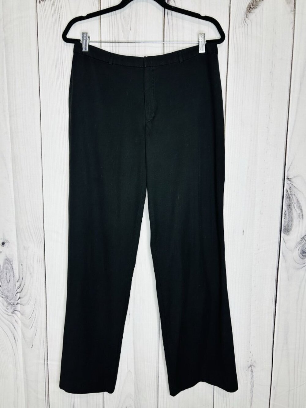 Old Navy Women Sz 12 Pants Black Mid Rise Straight Leg Stretch Work Rayon Blend